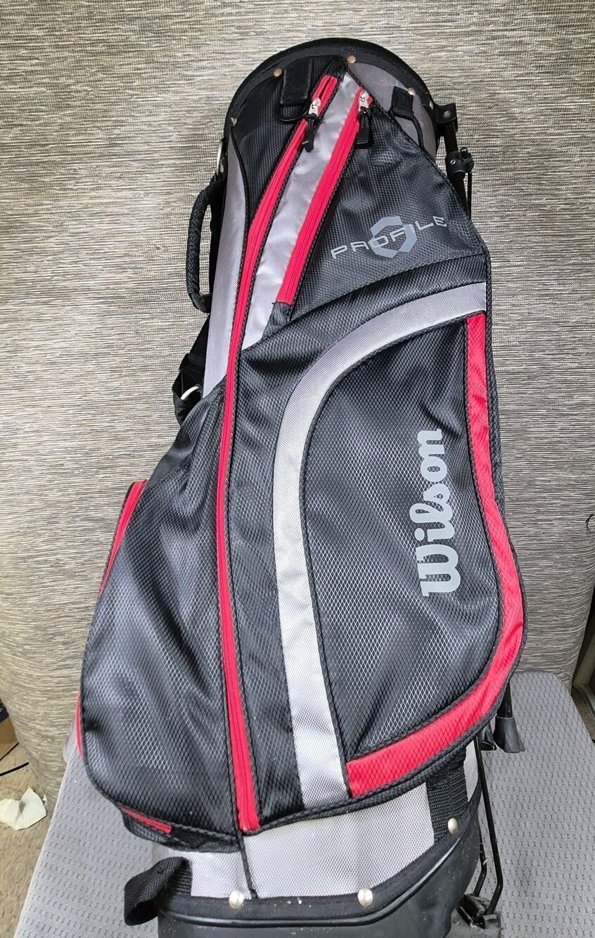 Wilson Profile Golf Stand Bag Mens Black Red Gray 7-Way Divider Carry Strap - Picture 1 of 8